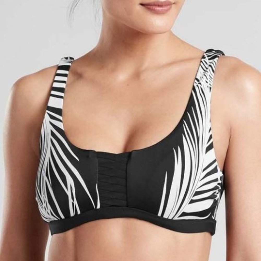 Athleta Black Retro Palm Adriata Bikini Top